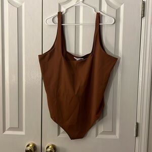 NWOT Good American Thong Brown Tan Bodysuit